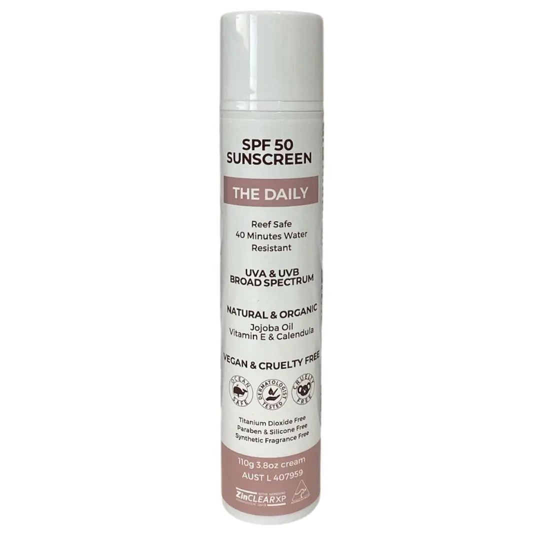 Sunscreen The Daily: 100% Natural & Organic SPF 50 Mineral Sunscreen (110g) | Broad Spectrum & Moisturising XO Skin Co